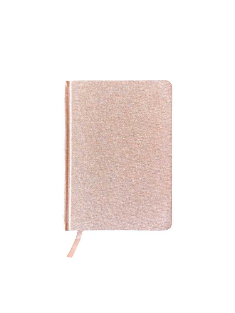 Linen Diary - pink, linen fabric covers with thick lined inner pages