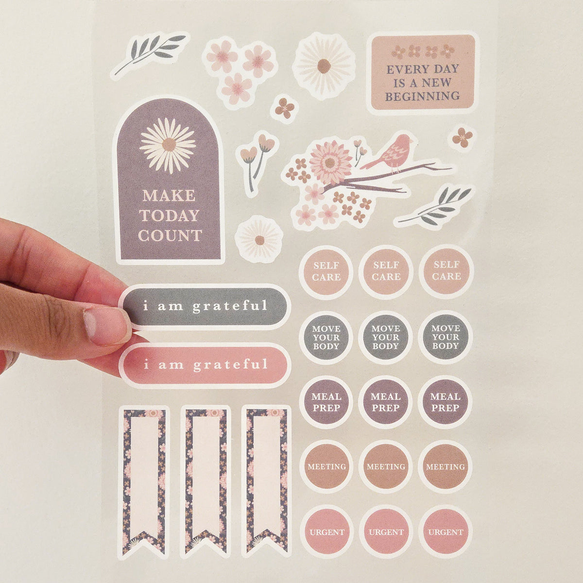 Birdy Floral Washi Planner Sticker Sheet