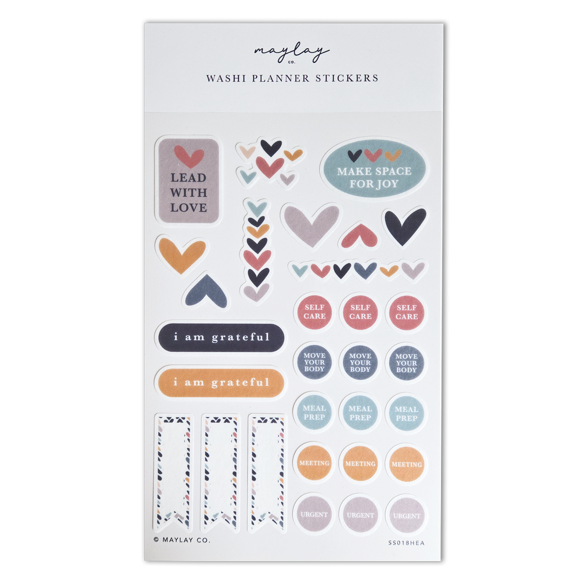 Heartwood Hearts Washi Planner Sticker Sheet