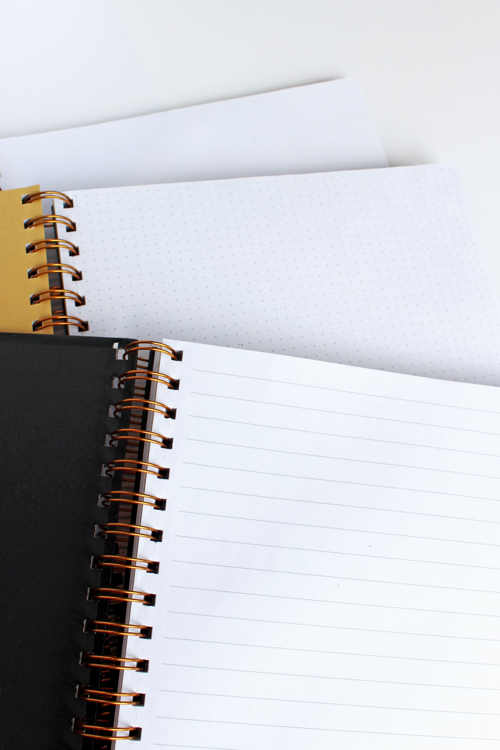 Large spiral notebook inner pages, lined, dotted and blank