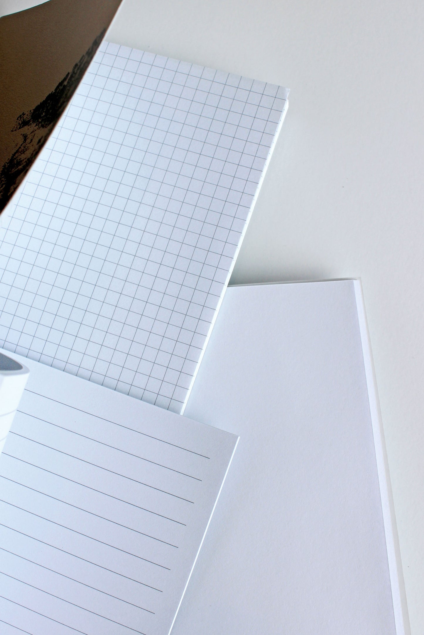 Set of 3 medium soft cover notebooks - lined, grid and blank pages