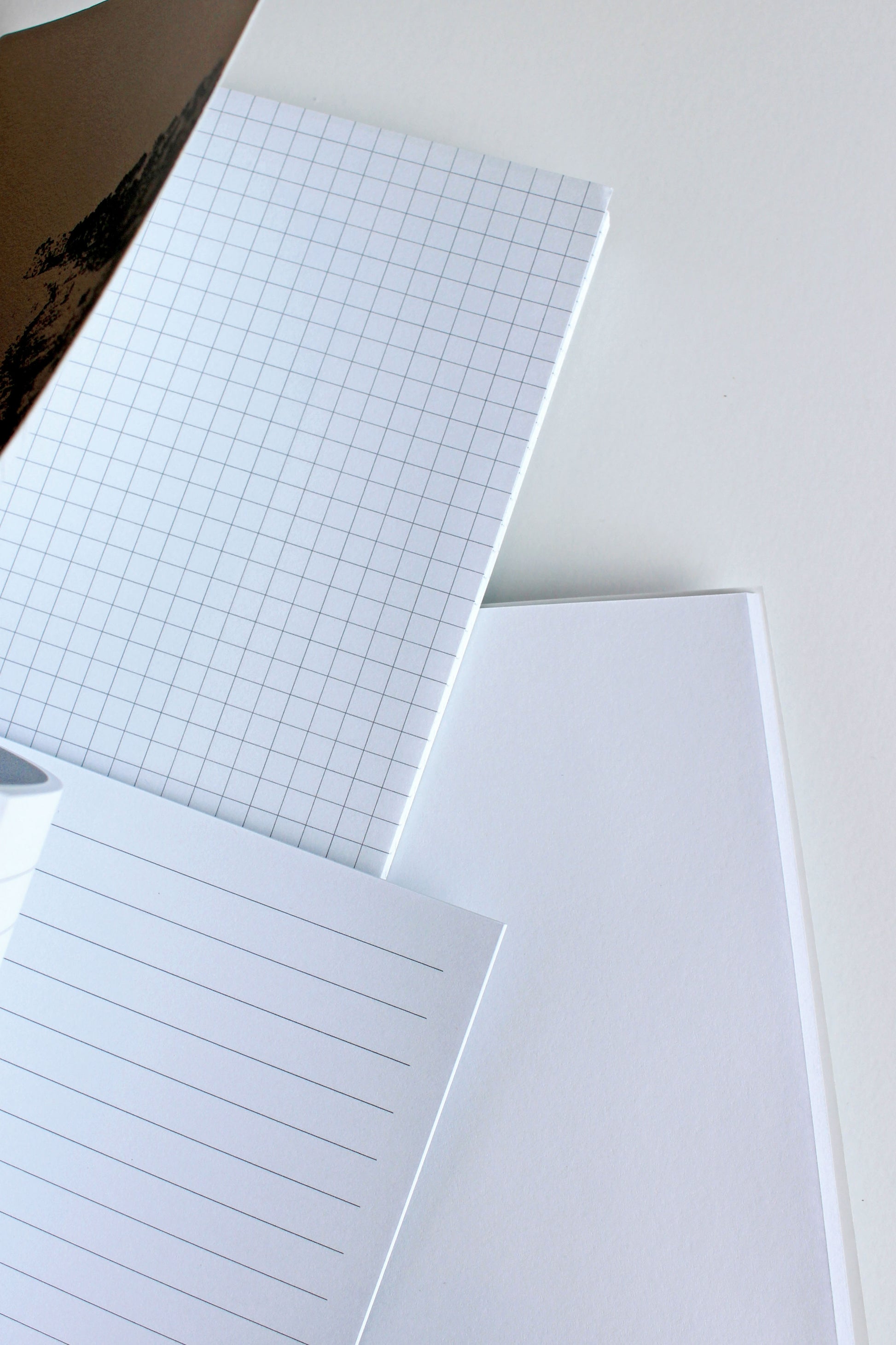 Set of 3 small soft cover notebooks - lined, grid and blank pages