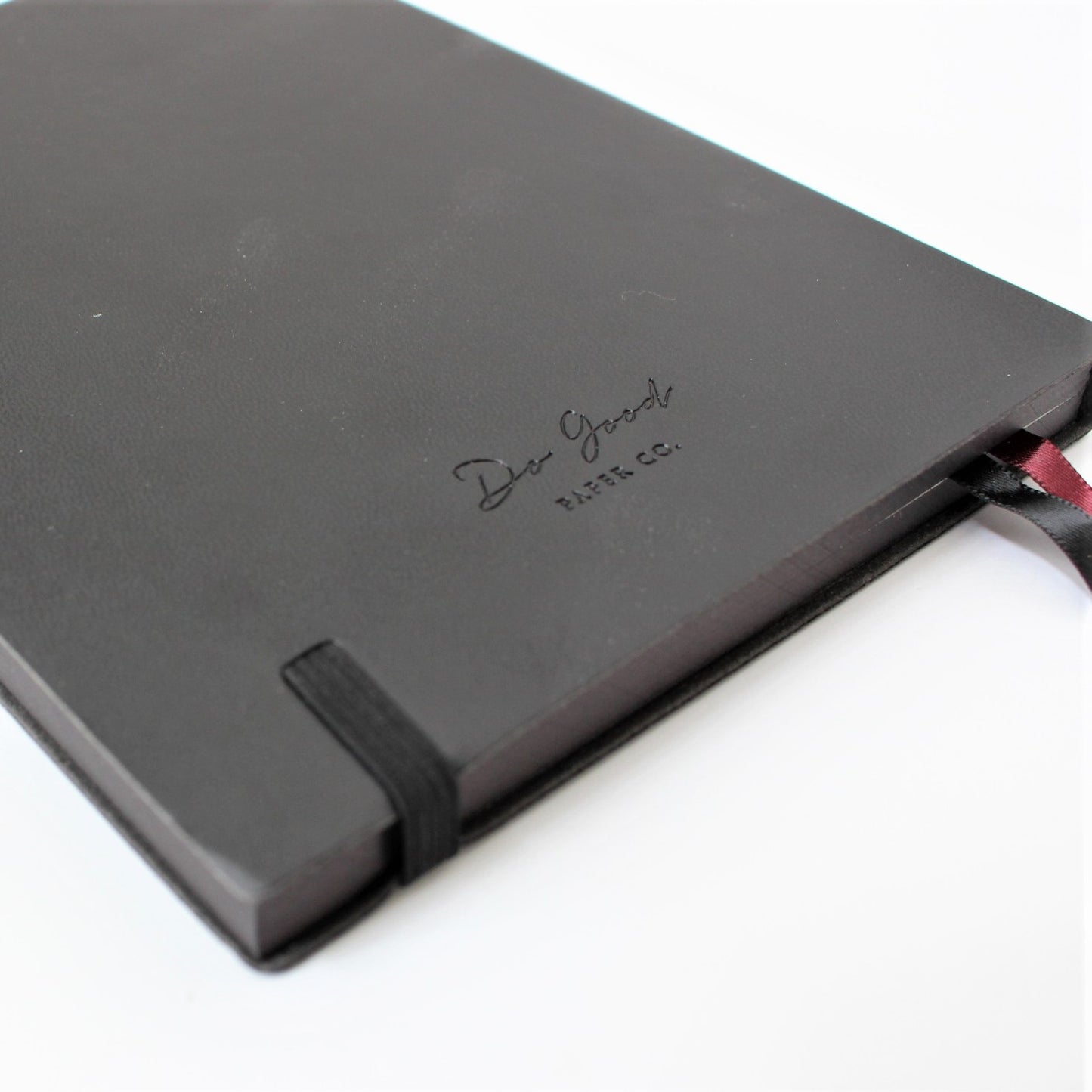 Little Black Book - black elastic and page edges, 2 ribbon bookmarks,