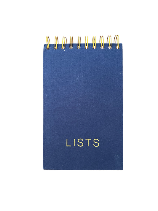 LISTS Spiral Notepad with gold accents, by Do Good Paper Co.