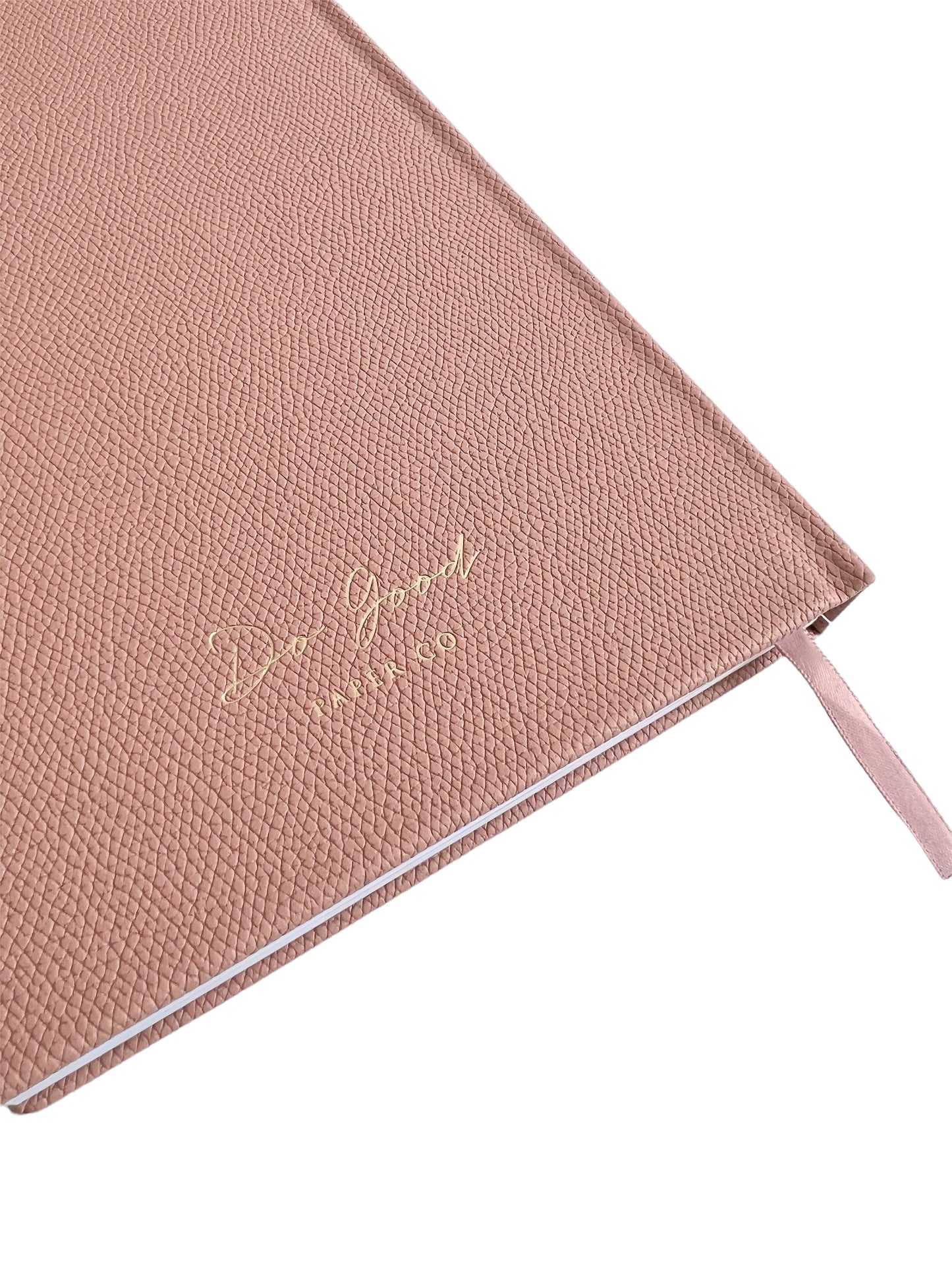 Plant Good Seeds vegan leather journal - back logo with ribbon