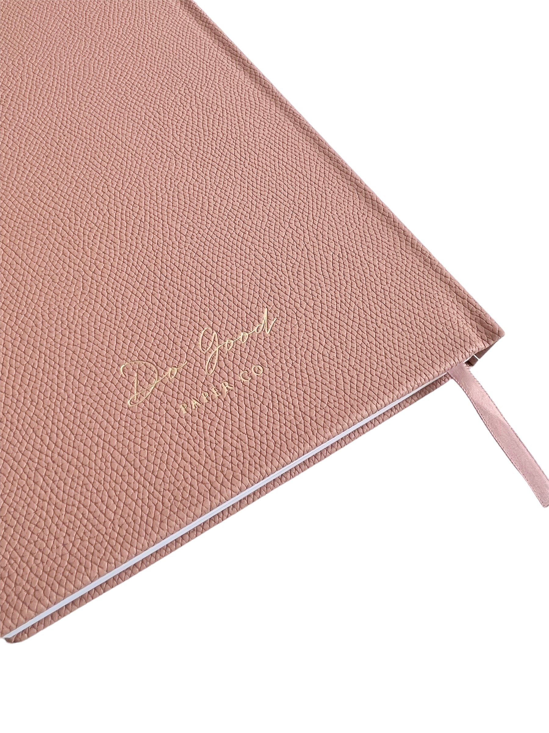 Plant Good Seeds vegan leather journal - back logo with ribbon