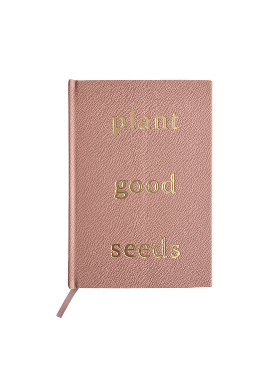 Plant Good Seeds blush vegan leather journal with gold foil