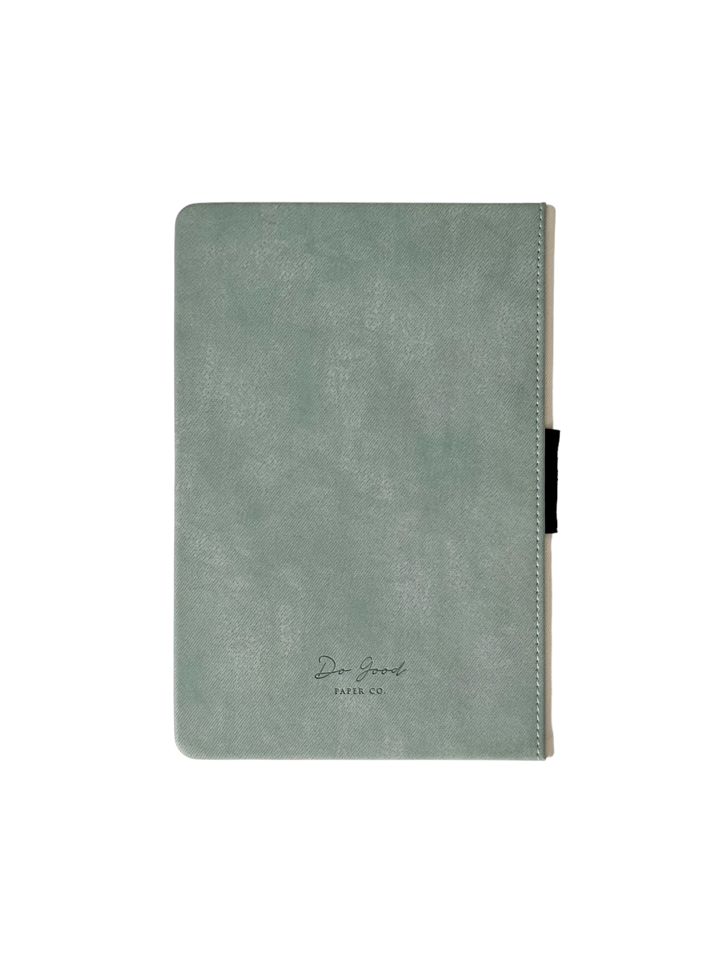 Back of Seaweed journal with Do Good Paper Co. logo on the bottom