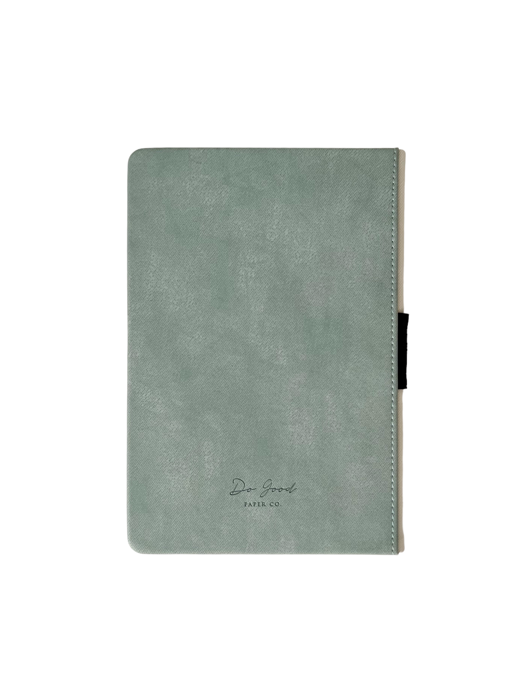 Back of Seaweed journal with Do Good Paper Co. logo on the bottom