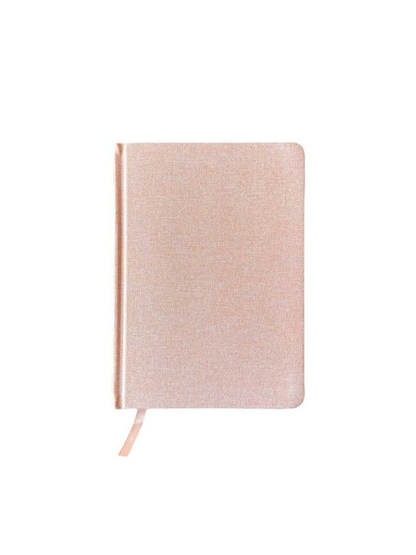 Linen Diary - pink, linen fabric covers with thick lined inner pages