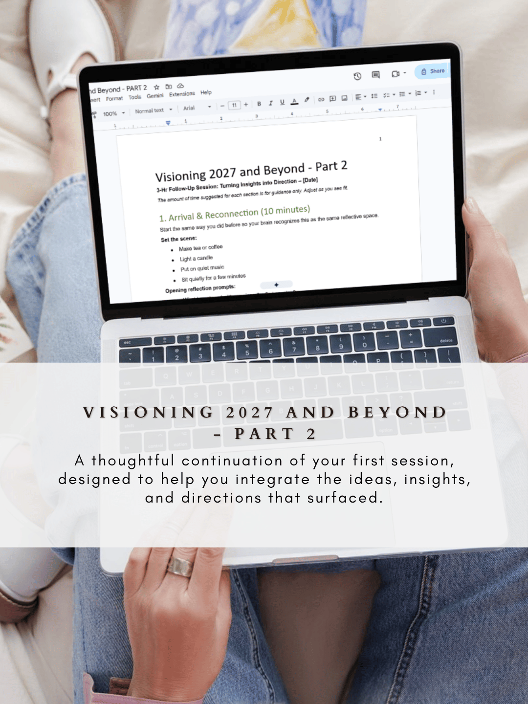 Visioning 2027 exercise shown on a laptop on a woman's lap