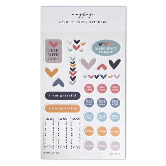 Heartwood Hearts Washi Planner Sticker Sheet
