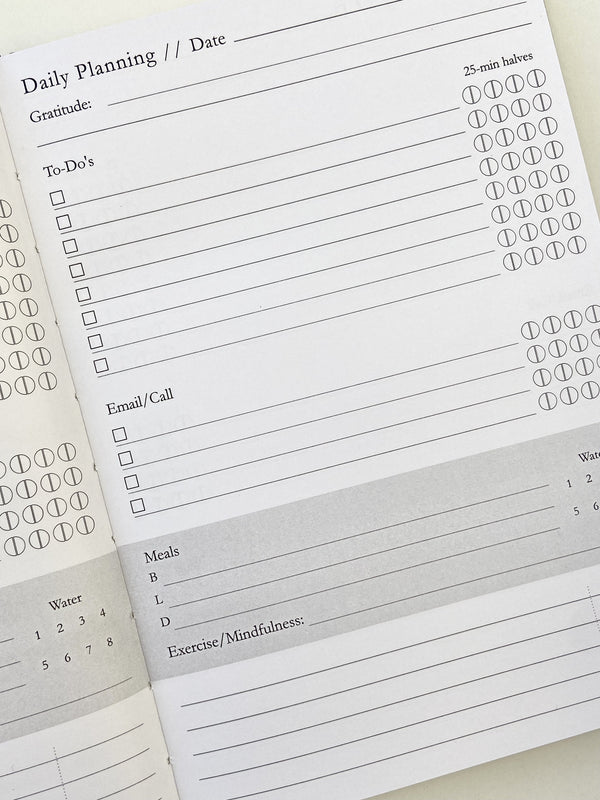 Mindful Productivity Planner daily planning for to-do's and meal planning