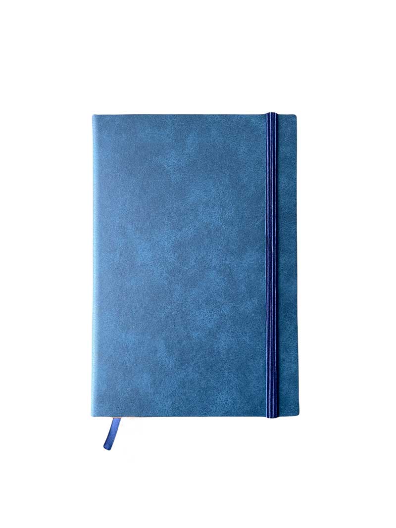 Premium vegan leather journal - blue A5, hard cover, lined pages