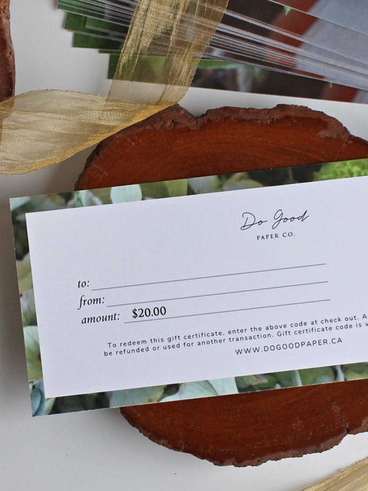 Do Good Paper Co. gift certificate - Twenty dollars ($20) for paper stationery goods