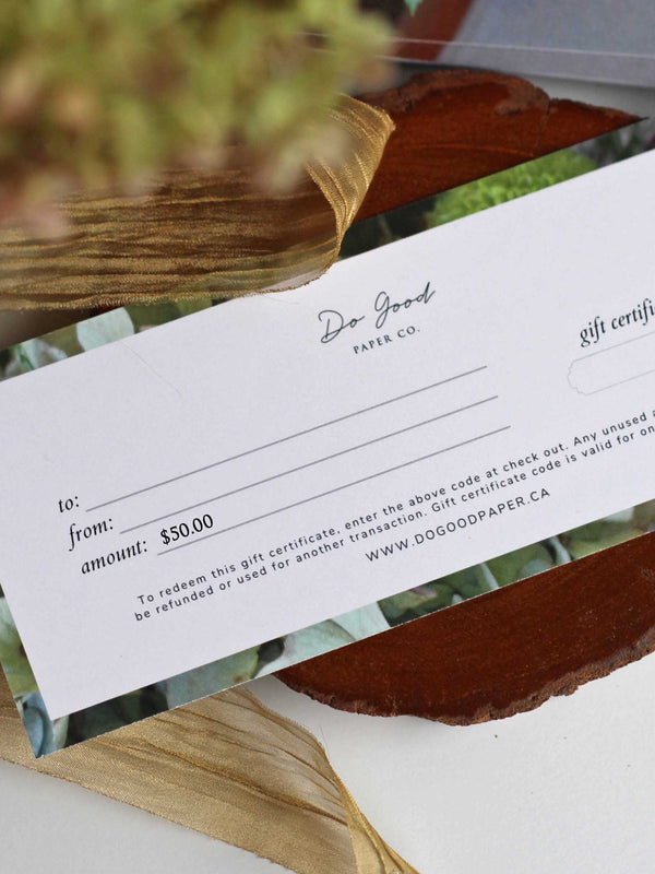Do Good Paper Co. gift certificate - Fifty dollars ($50) for paper stationery goods