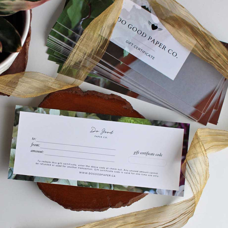Gift certificate for Do Good Paper Co. stationery