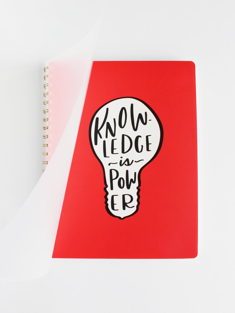 Large spiral flexible plastic cover notebook, Knowledge is Power collection