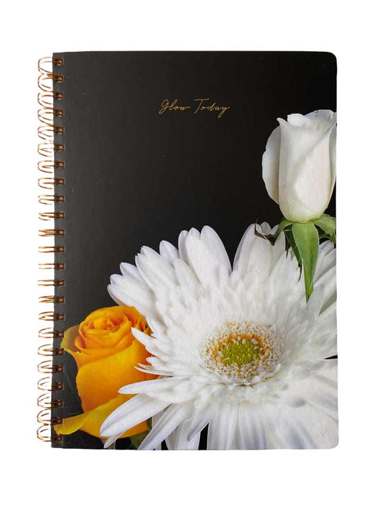 Large spiral hard cover notebook, Glowing Petals collection