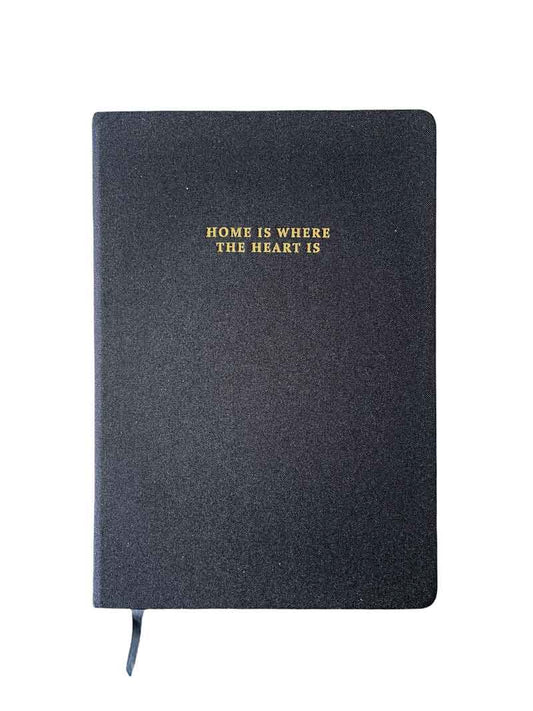 Linen journal - black "Home is where the heart is"