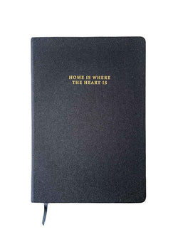 Linen journal - black "Home is where the heart is"