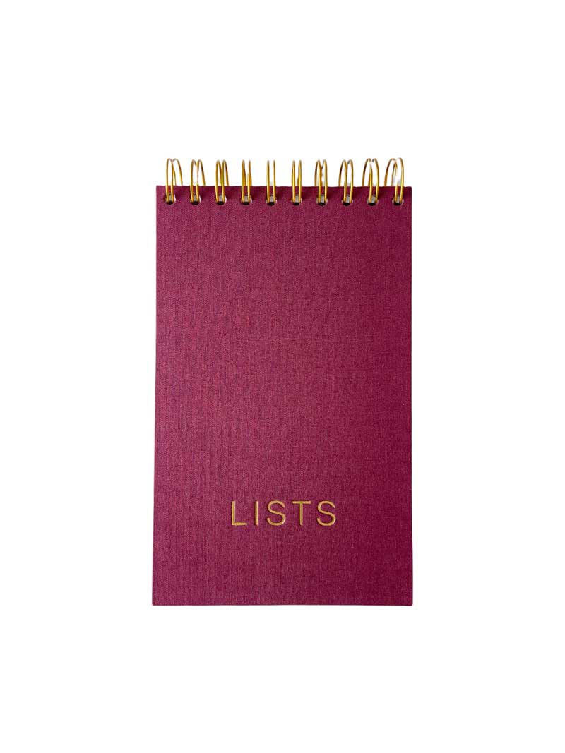 LISTS Notepad in plum, by Do Good Paper Co., all your to-do and other lists in one place