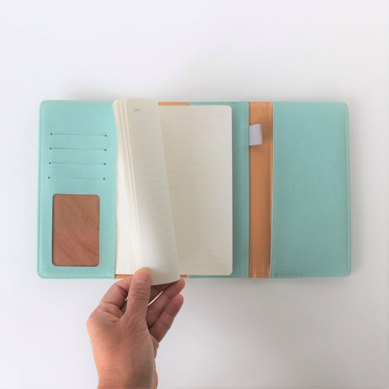 Personal Folio with card slots, pockets, pen loop and small notebook for on the go notes