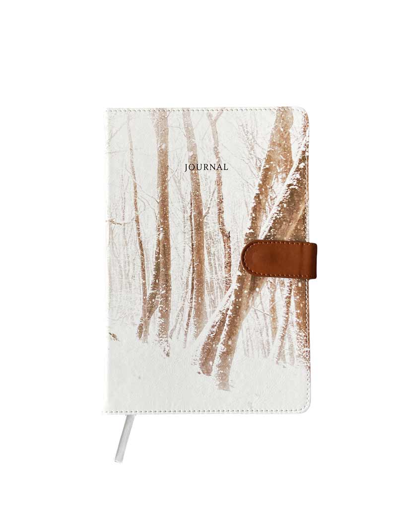 Woodlands Journal with vegan leather covers and strap with buckle