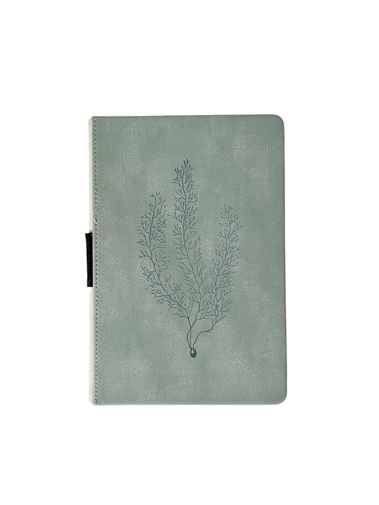 Profile of green Seaweed Journal with sea fir design on cover